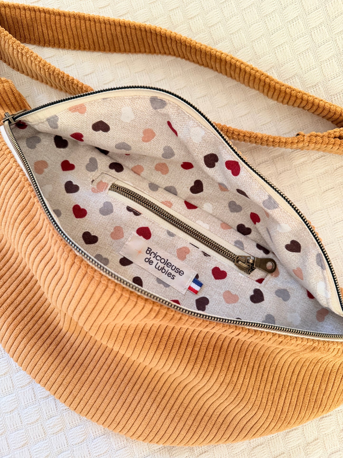 Sac banane velours côtelé ocre jaune