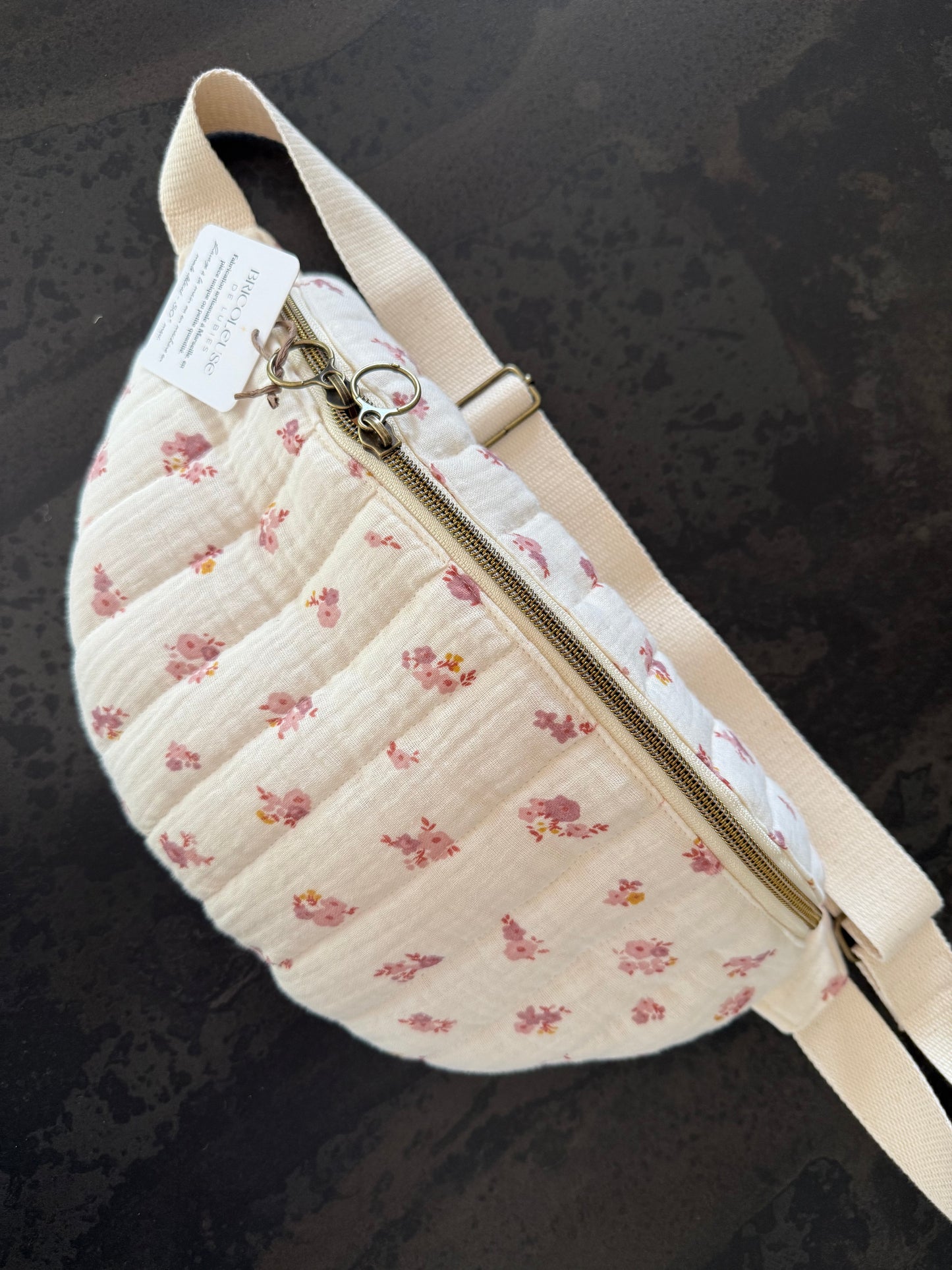 Sac banane en gaze de coton fleurie