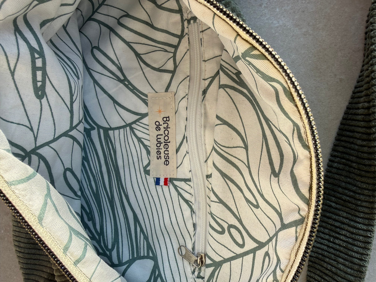 Sac banane velour côtelé kaki
