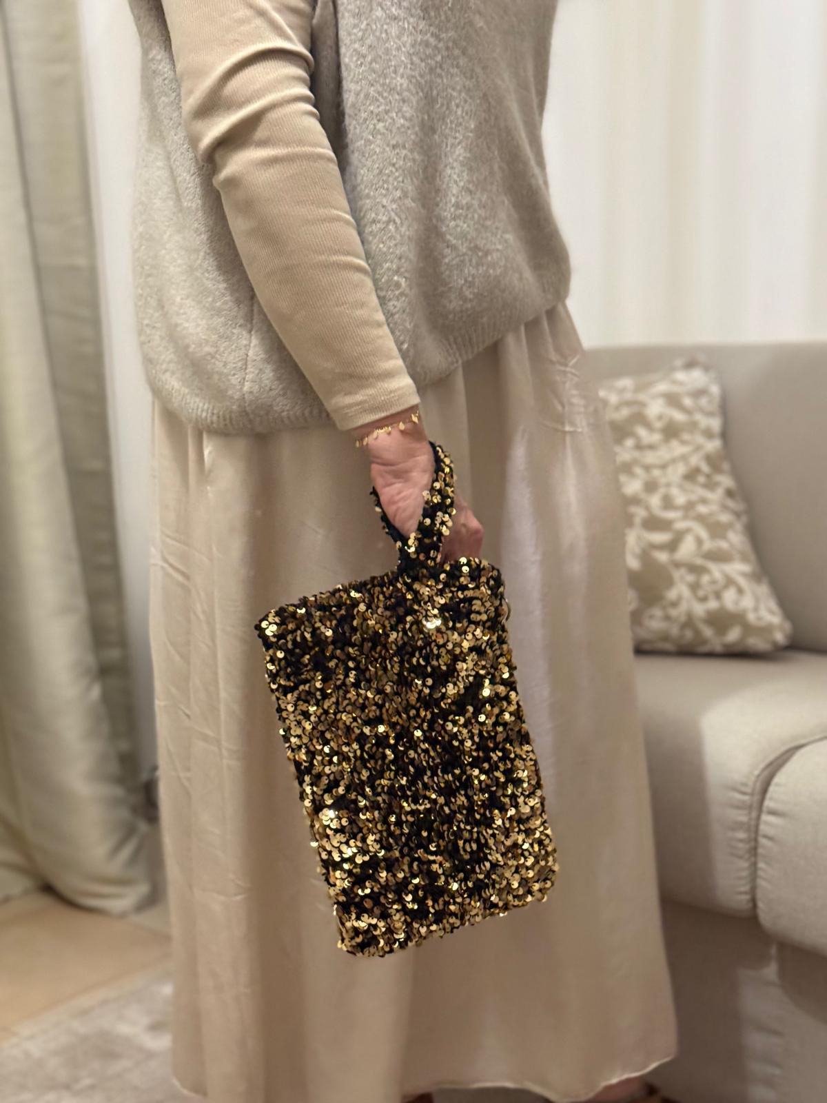 Pochettes en sequins dorés, argentés ou rose gold