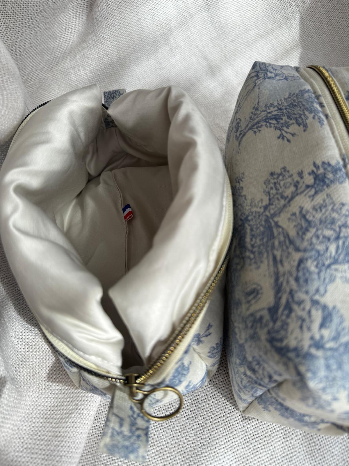 Trousse toile de Jouy - bleu élégant