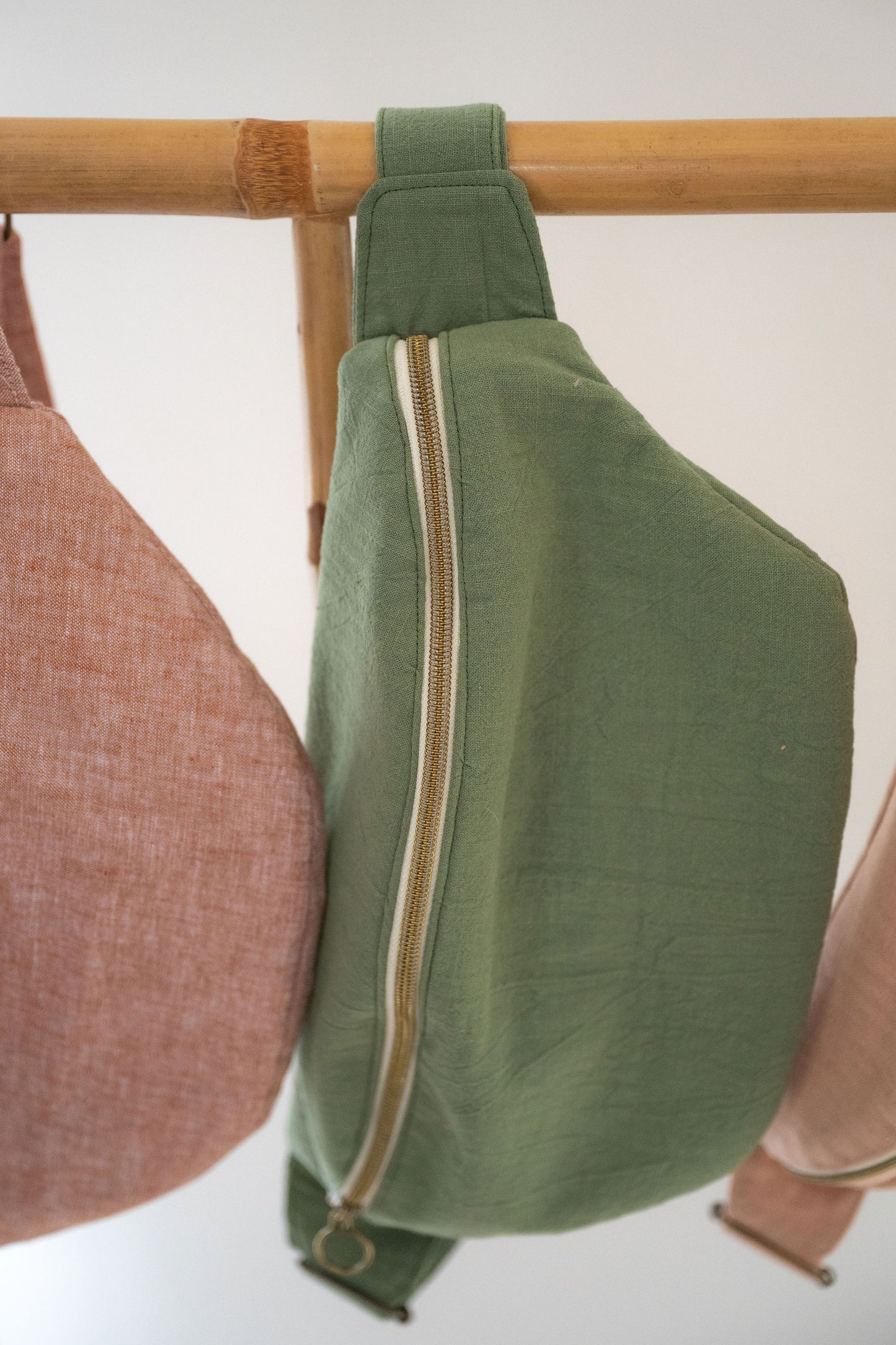 Sac banane coton tissé vert Kaki