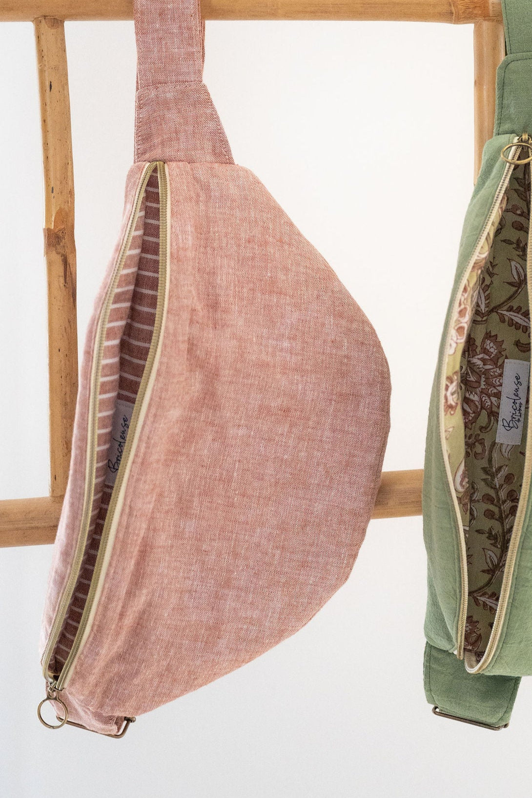 Sac banane coton tissé de couleur rouge chiné