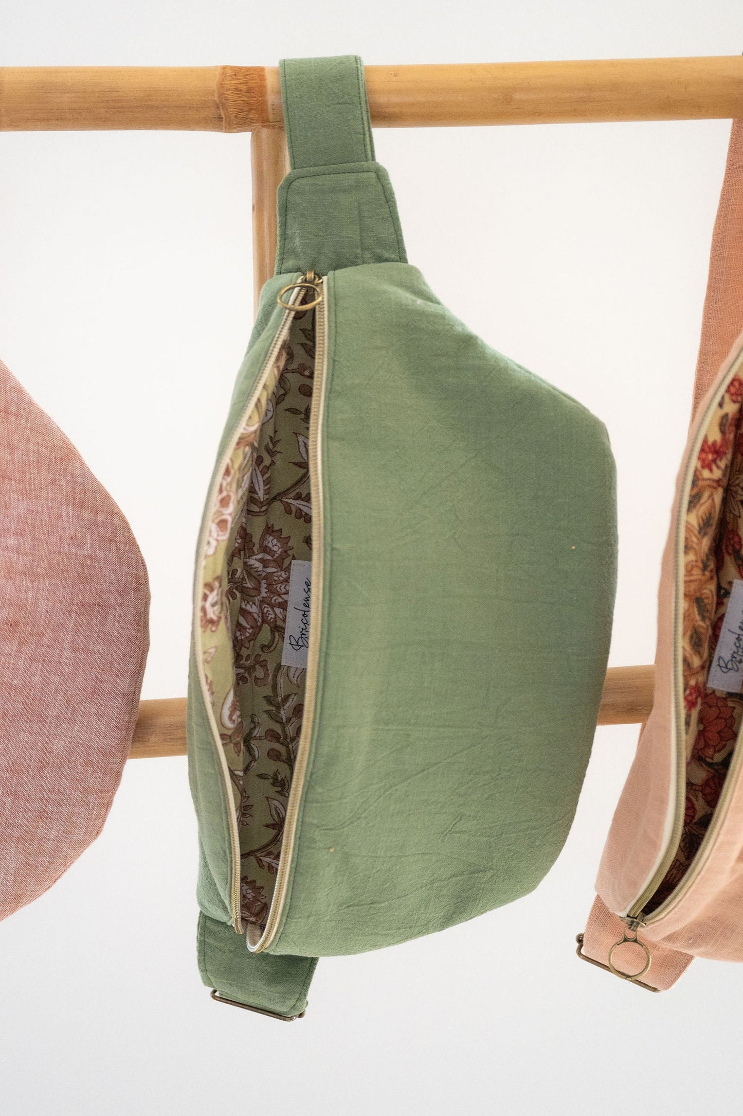 Sac banane coton tissé vert Kaki