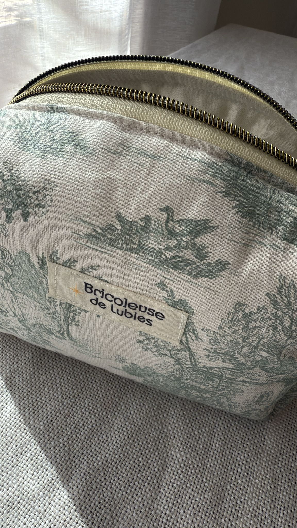 Trousse toile de Jouy - vert élégant