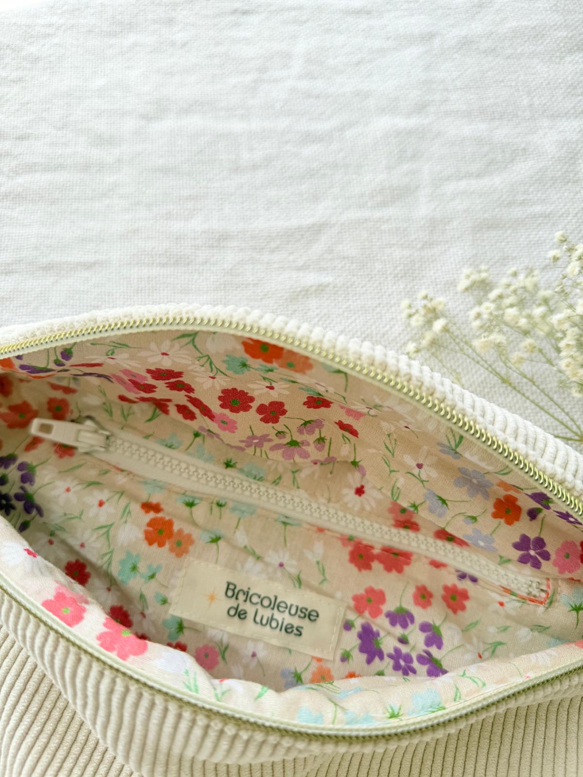 Sac banane velour côtelé crème