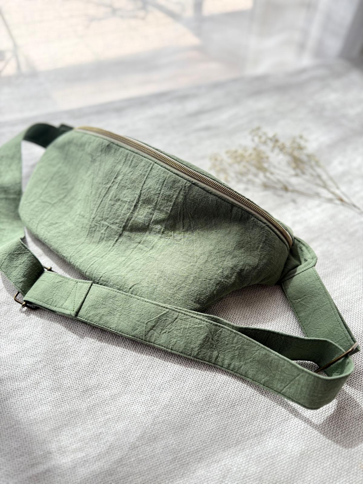 Sac banane coton tissé vert Kaki