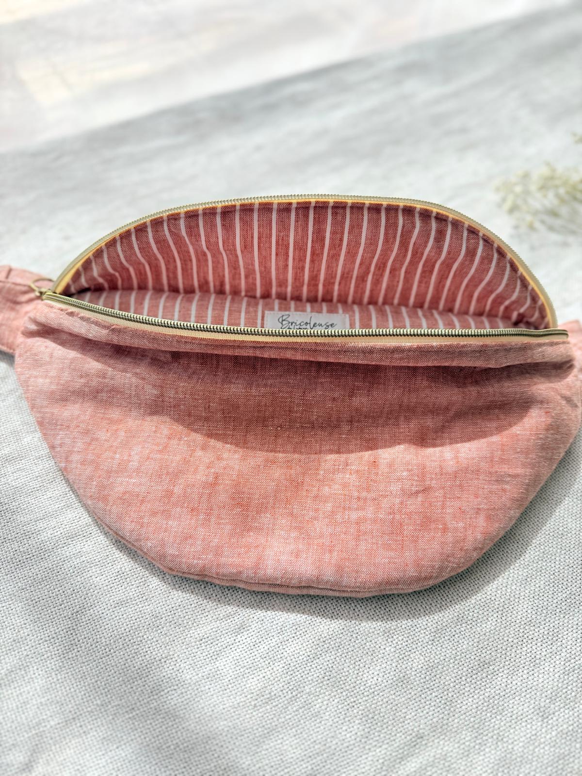 Sac banane coton tissé de couleur rouge chiné