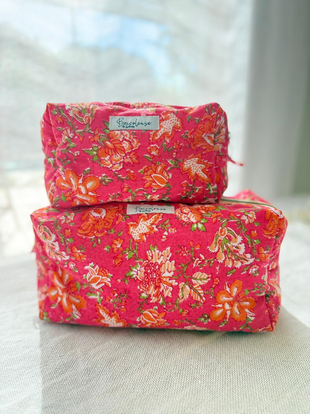 Trousse tissu indien rouge et orange