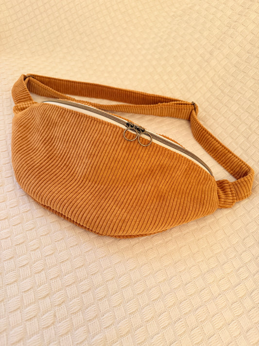 Sac banane velours côtelé ocre jaune