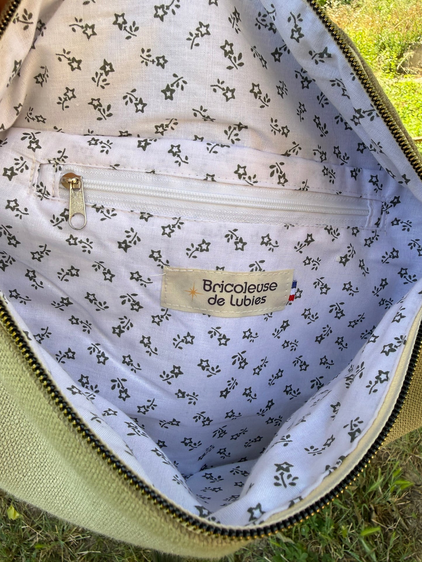 Sac banane lin vert kaki clair