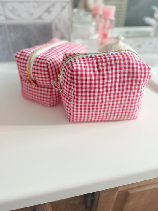 Trousse tissu en vichy rouge