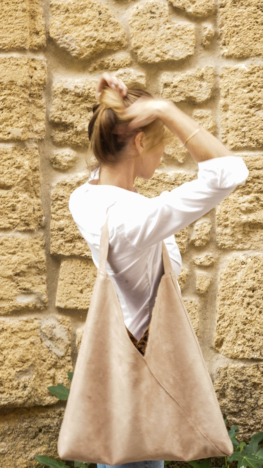 Sac hobo suédine beige