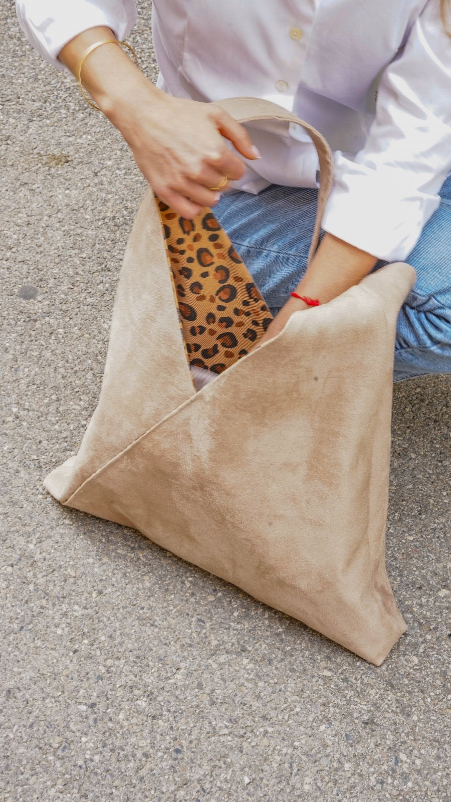 Sac hobo suédine beige
