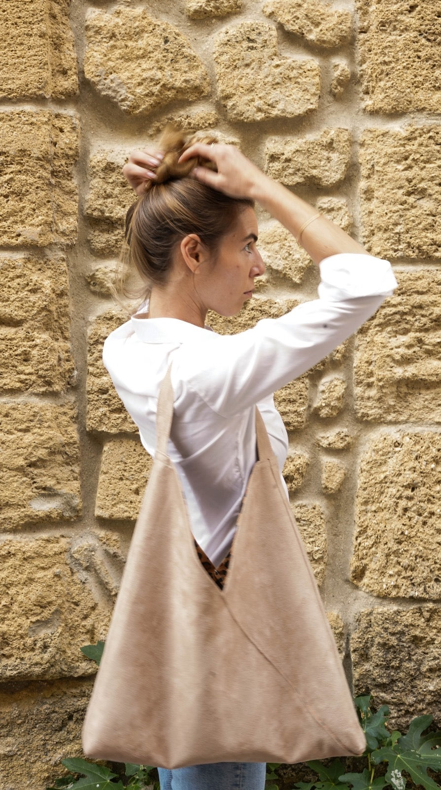 Sac hobo suédine beige
