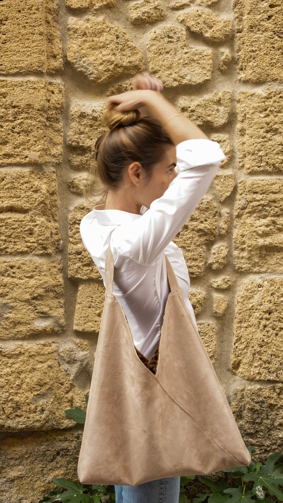 Sac hobo suédine beige