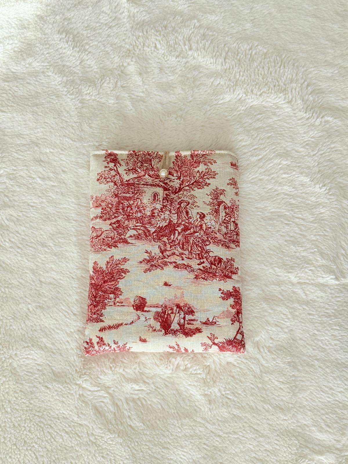 Pochette pour livre toile de jouy