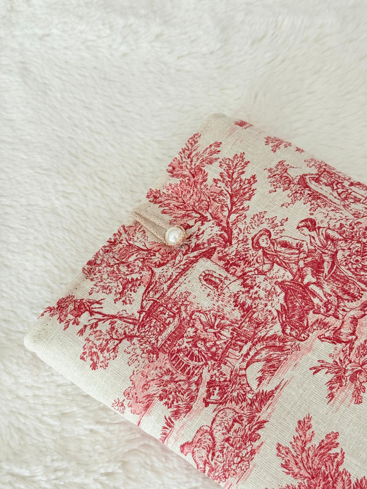 Pochette pour livre toile de jouy