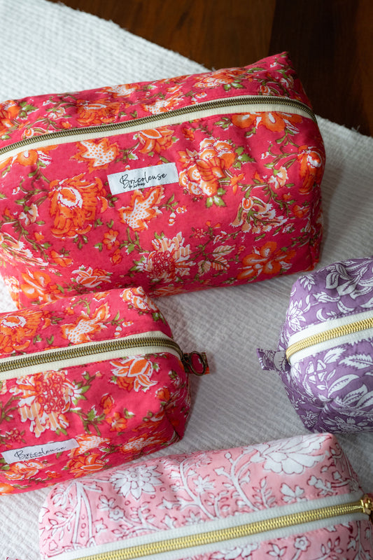 Trousse tissu indien rouge orangé
