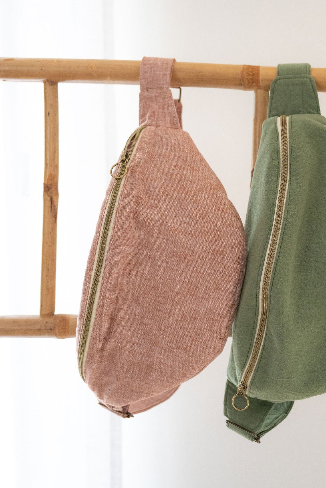 Sac banane coton tissé de couleur rouge chiné