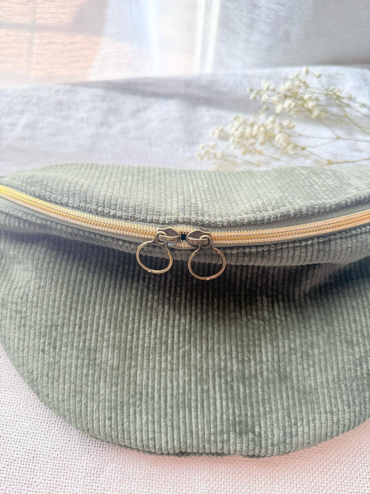 Sac banane velour côtelé kaki